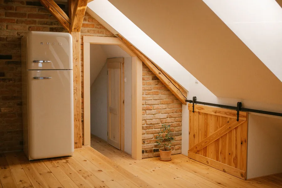 Roof timbers in a loft space, where frost and condensation problems show themselves first