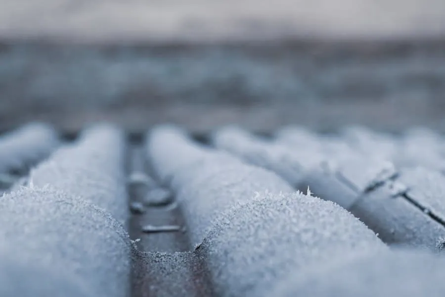 Frost forming on roof tiles during a Carlisle winter morning