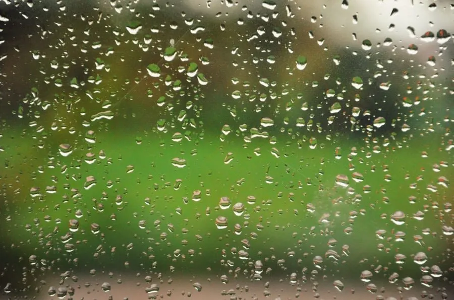 Water droplets clinging to window glass, the pattern condensation leaves on a cold Carlisle morning