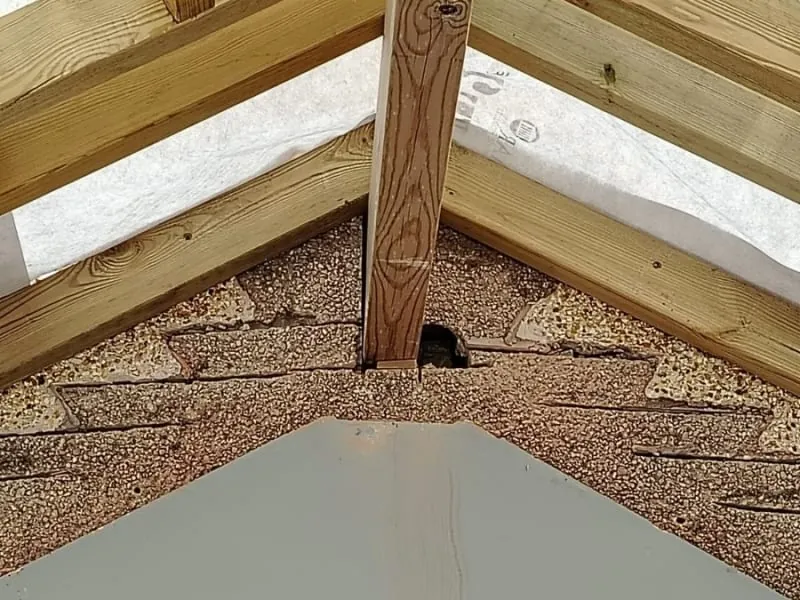 New roof timbers and ridge beam in place on a project in Carlisle