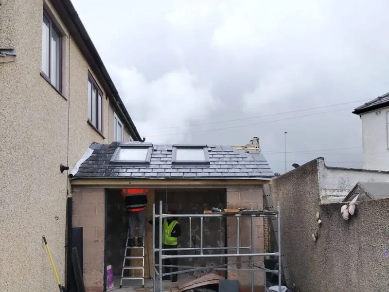 New tiled roof with roof windows on a rear extension completed by Roof Repairs Carlisle